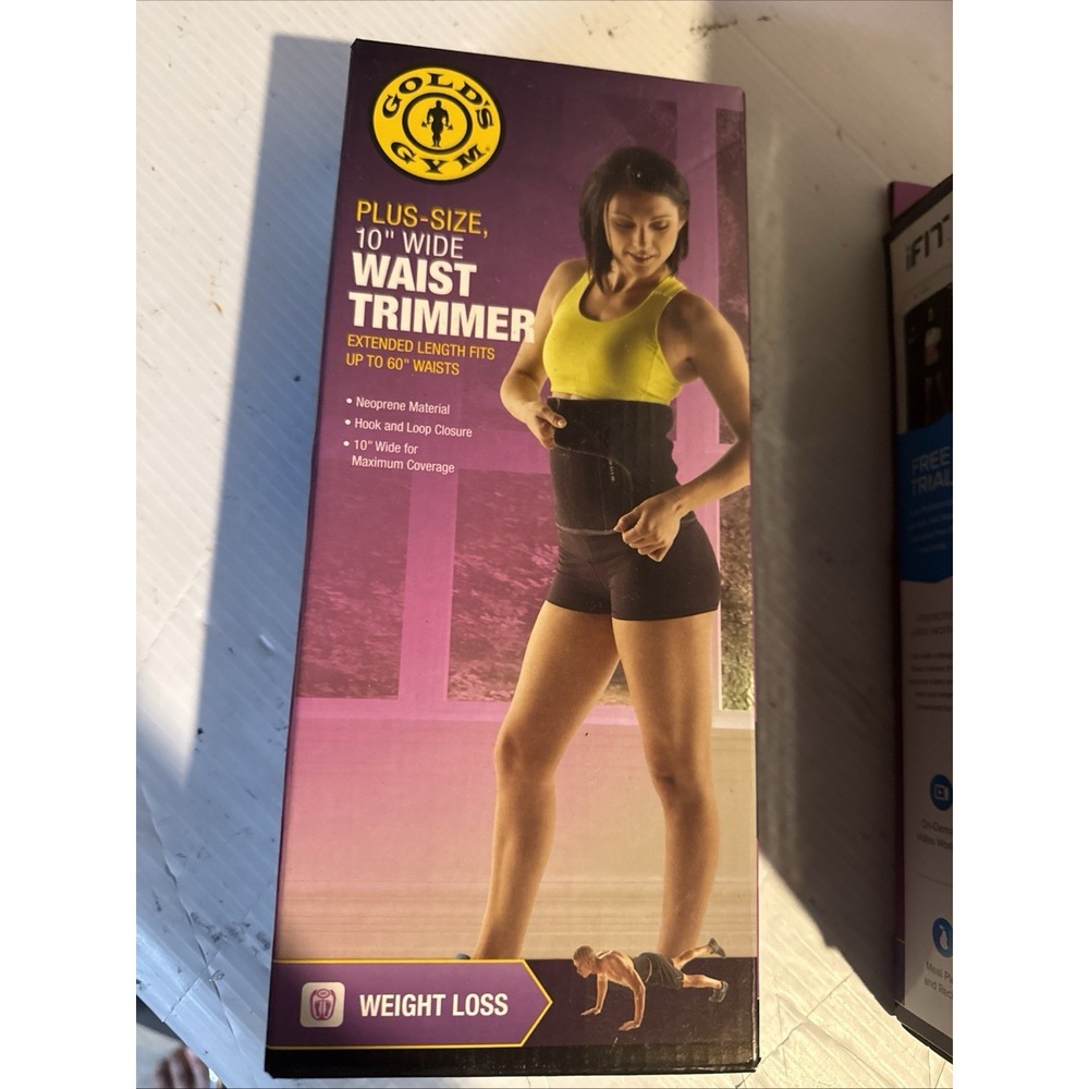 Gold's Gym Plus Size 10" Wide Waist Trimmer Belt Extended Length Fits 60" NIB